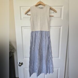 Zara Cream and Blue Striped Midi Dress